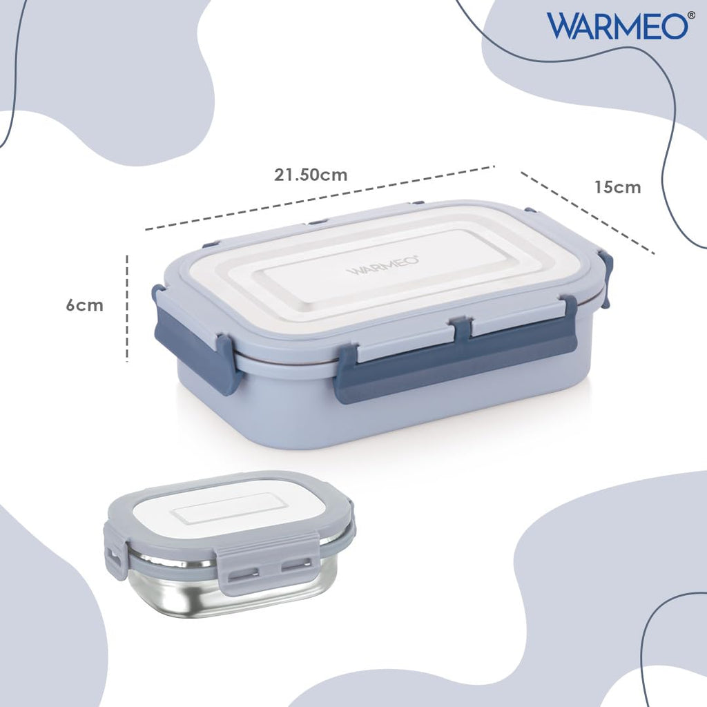 WARMEO Delight Lunch Box (800ml+150ml), Blue & Grey