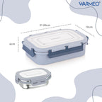 WARMEO Delight Lunch Box (800ml+150ml), Blue & Grey