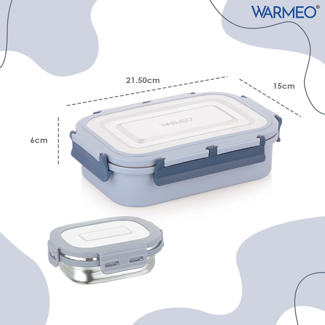 WARMEO Delight Lunch Box (800ml+150ml), Blue & Grey