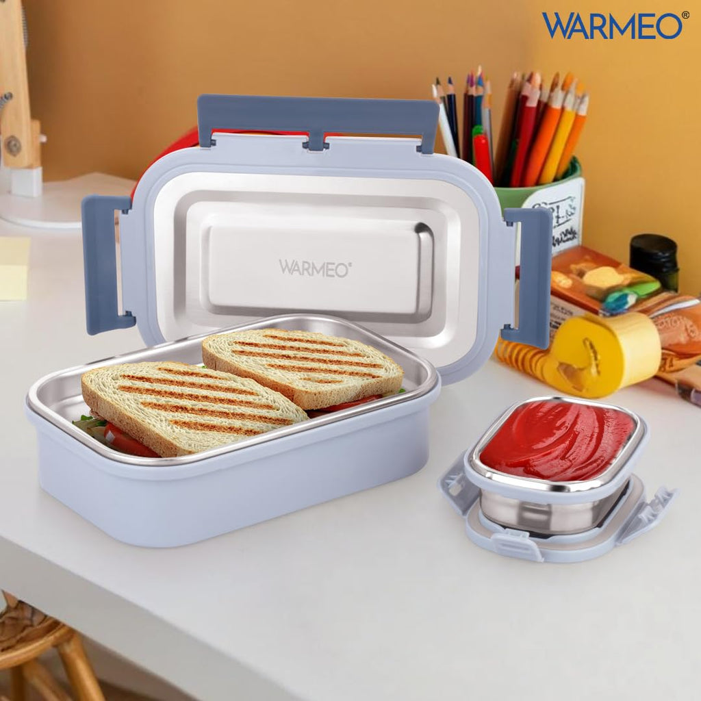 WARMEO Delight Lunch Box (800ml+150ml), Blue & Grey