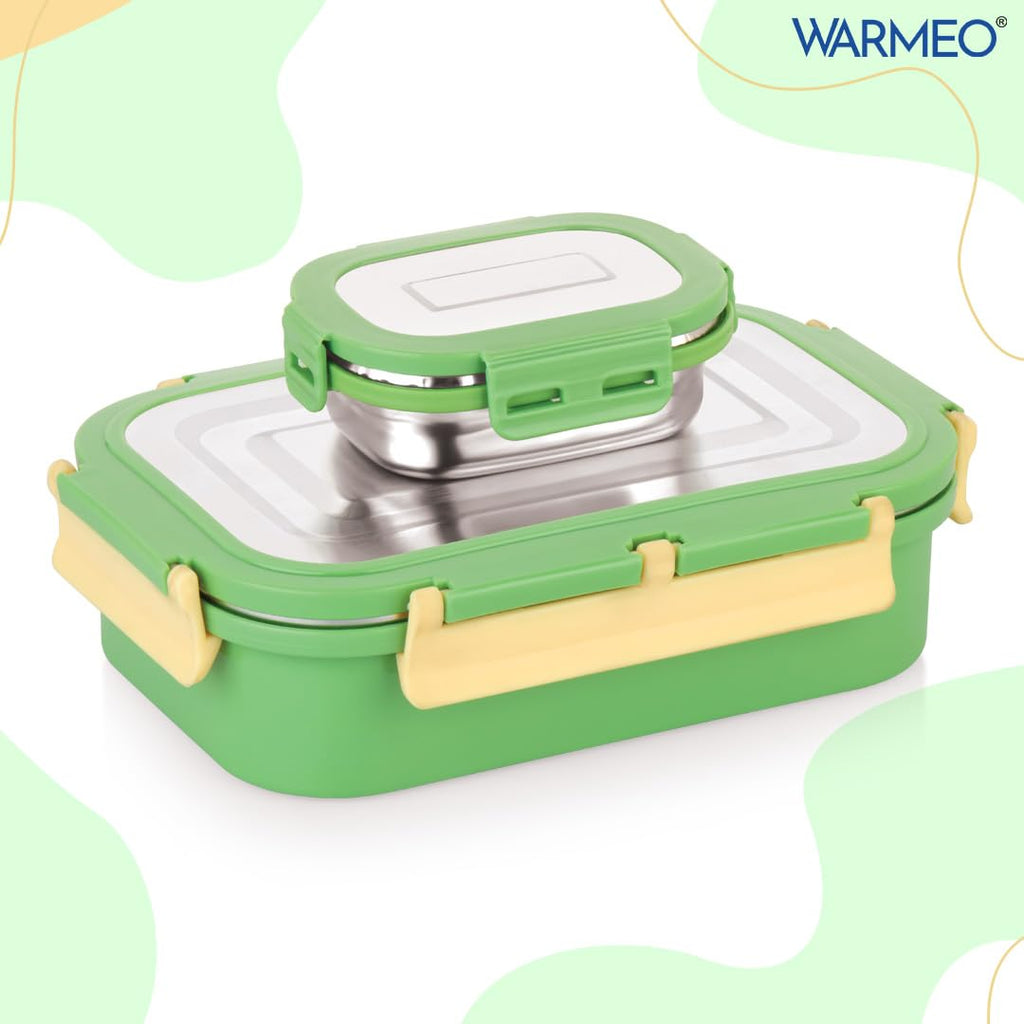 WARMEO Delight  Lunch Box (800ml+150ml), Light Green & Yellow