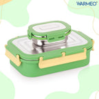 WARMEO Delight  Lunch Box (800ml+150ml), Light Green & Yellow