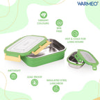 WARMEO Delight  Lunch Box (800ml+150ml), Light Green & Yellow
