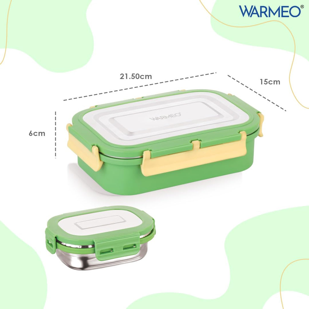 WARMEO Delight  Lunch Box (800ml+150ml), Light Green & Yellow
