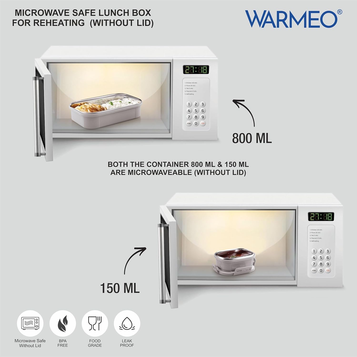 WARMEO MICROMATE Lunch Box (800ml+150 ml),Black