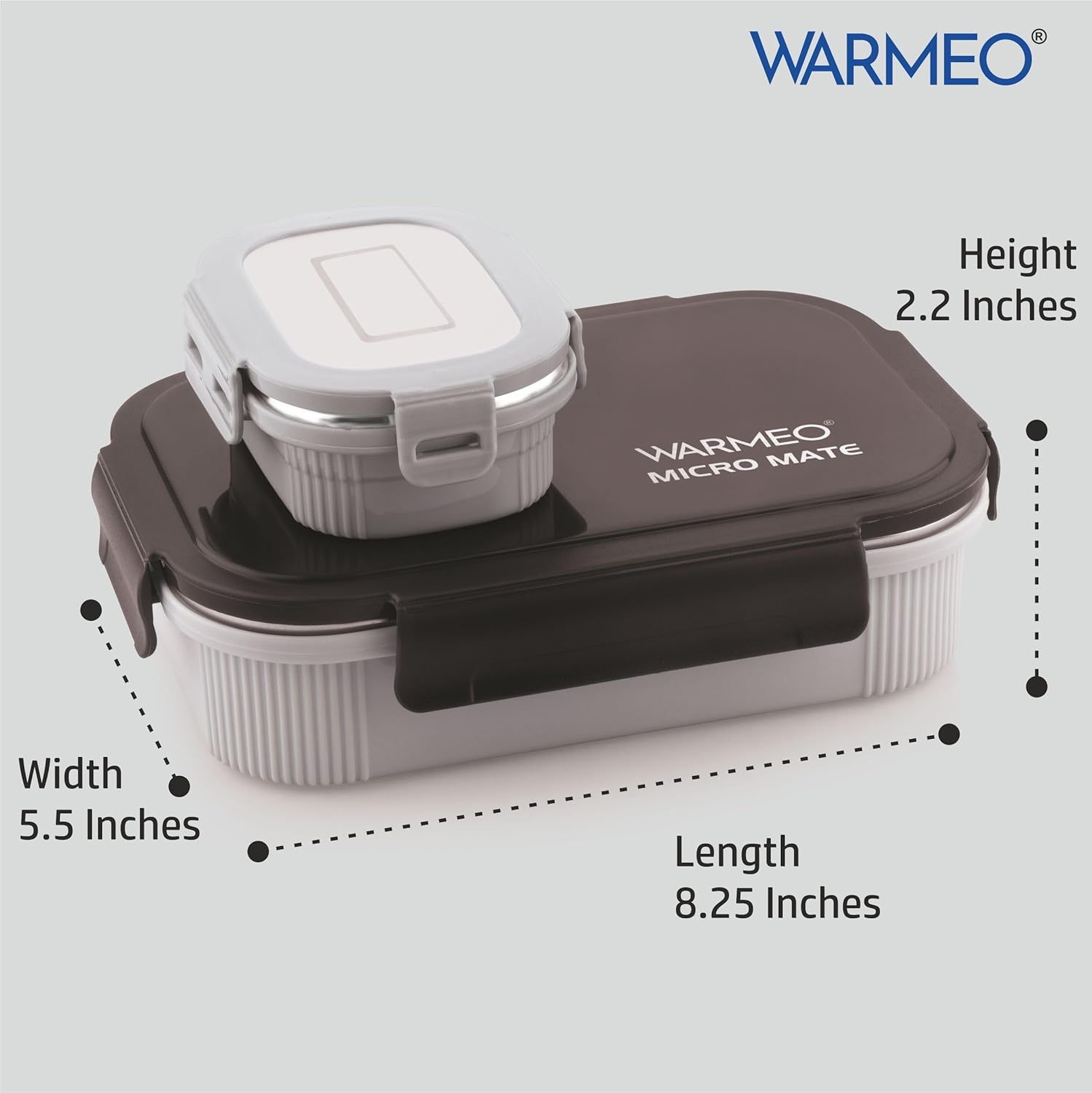 WARMEO MICROMATE Lunch Box (800ml+150 ml),Black