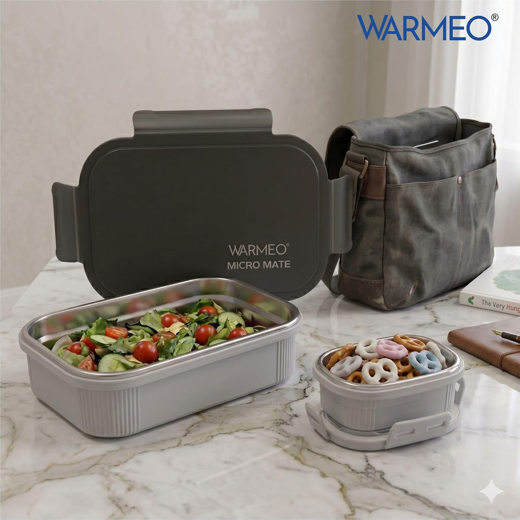 WARMEO MICROMATE Lunch Box (800ml+150 ml),Black