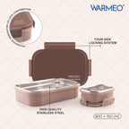 WARMEO MICROMATE Lunch Box (800ml+150 ml),Brown