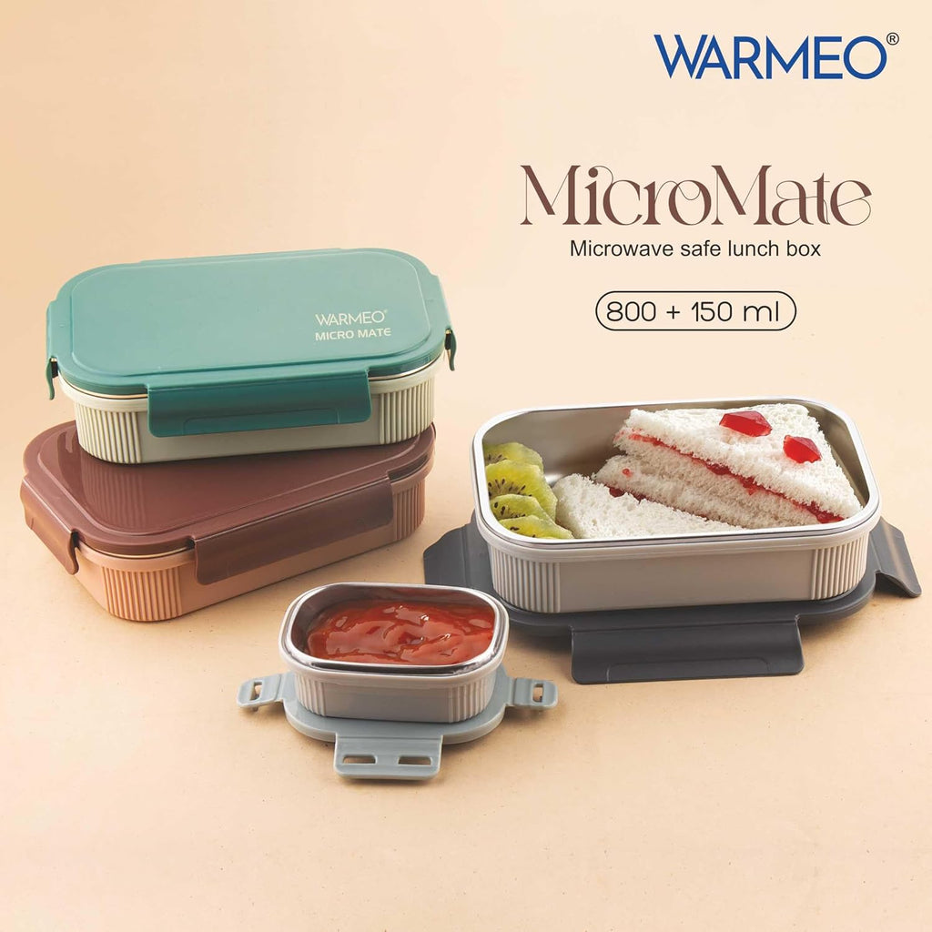 WARMEO MICROMATE Lunch Box (800ml+150 ml),Brown