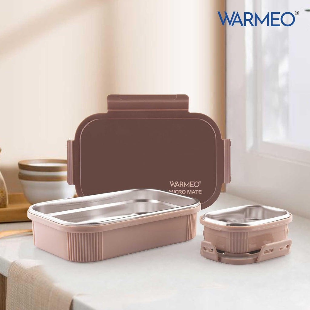 WARMEO MICROMATE Lunch Box (800ml+150 ml),Brown