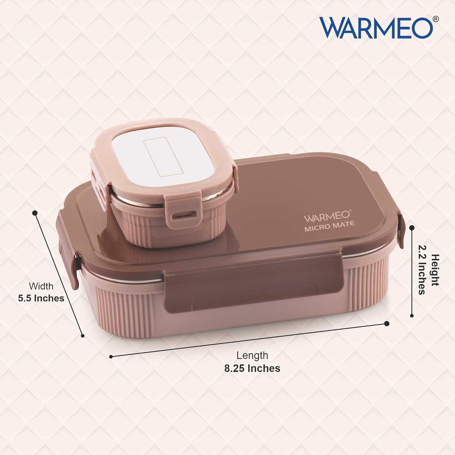WARMEO MICROMATE Lunch Box (800ml+150 ml),Brown