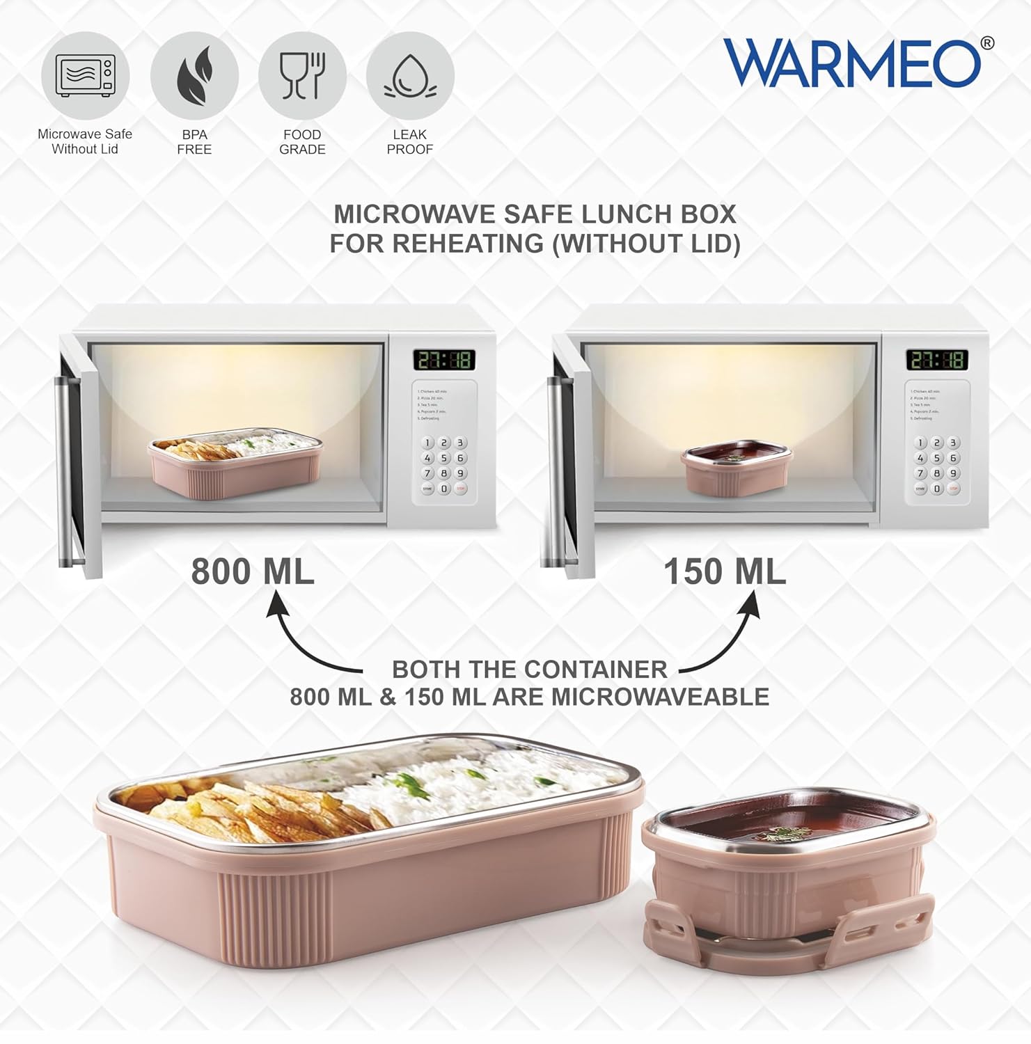WARMEO MICROMATE Lunch Box (800ml+150 ml),Grey