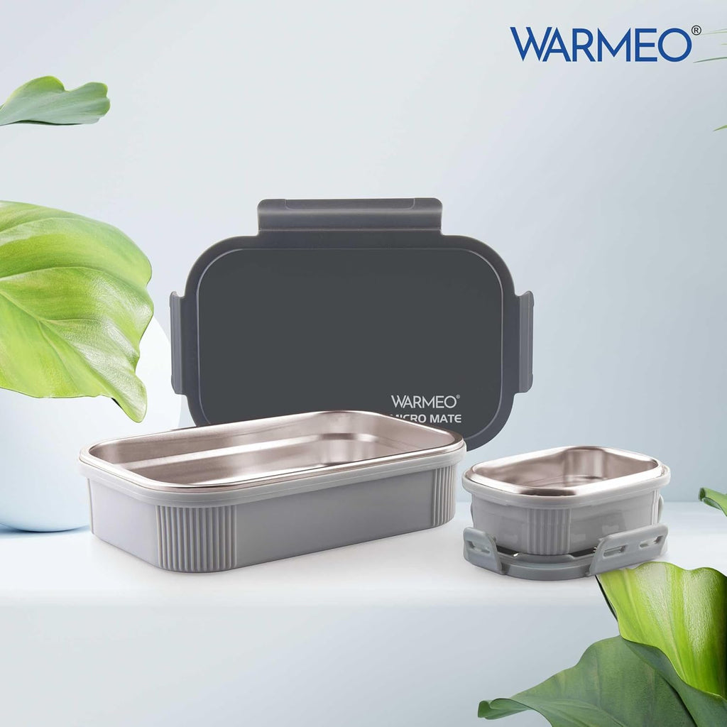 WARMEO MICROMATE Lunch Box (800ml+150 ml),Grey