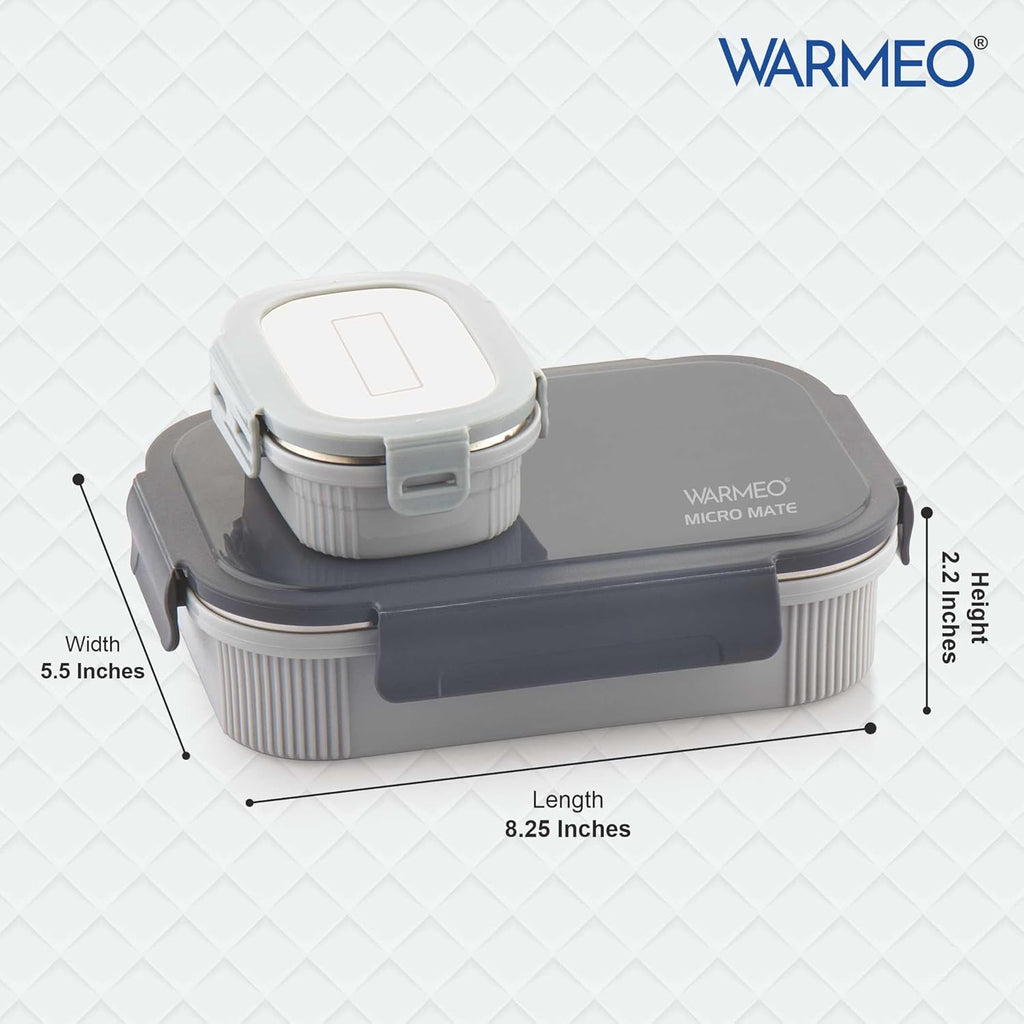 WARMEO MICROMATE Lunch Box (800ml+150 ml),Grey