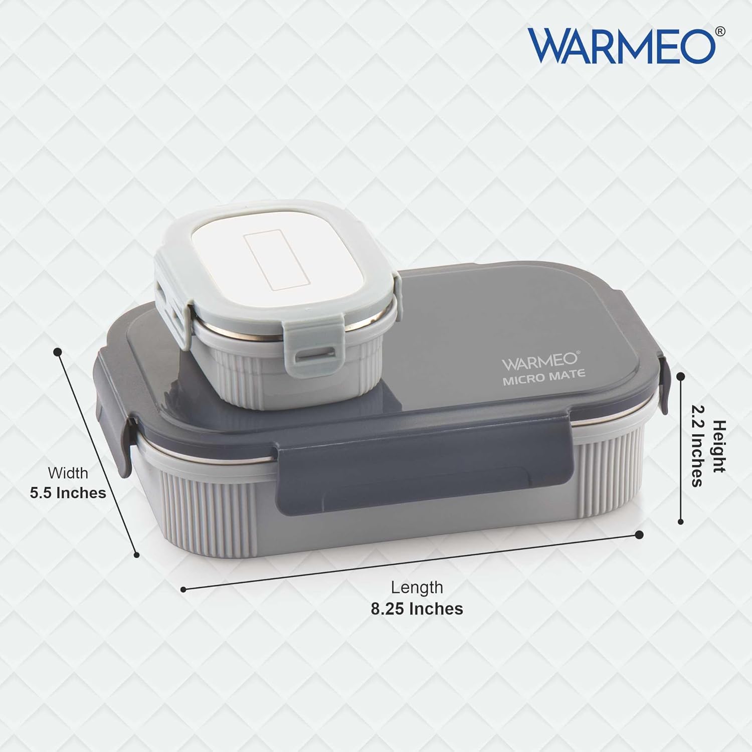 WARMEO MICROMATE Lunch Box (800ml+150 ml),Grey