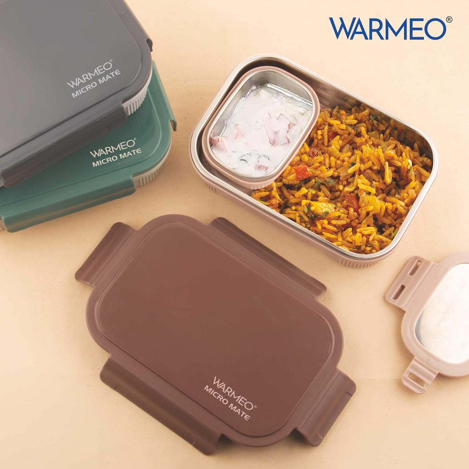 WARMEO MICROMATE Lunch Box (800ml+150 ml),Grey