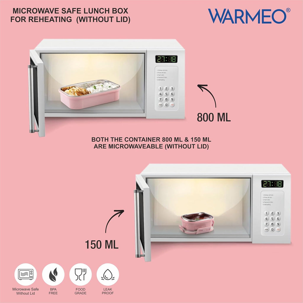 WARMEO MICROMATE Lunch Box (800ml+150 ml),Pink