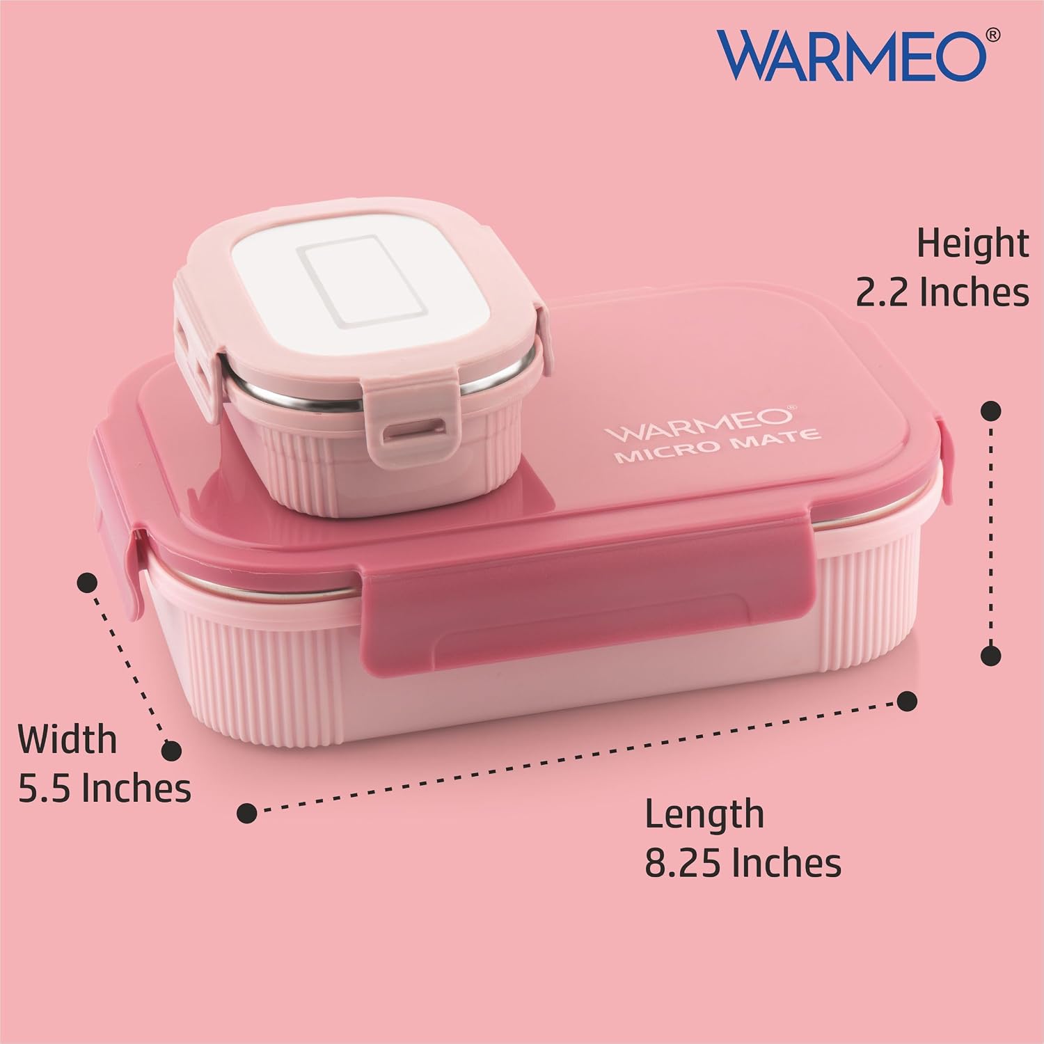WARMEO MICROMATE Lunch Box (800ml+150 ml),Pink