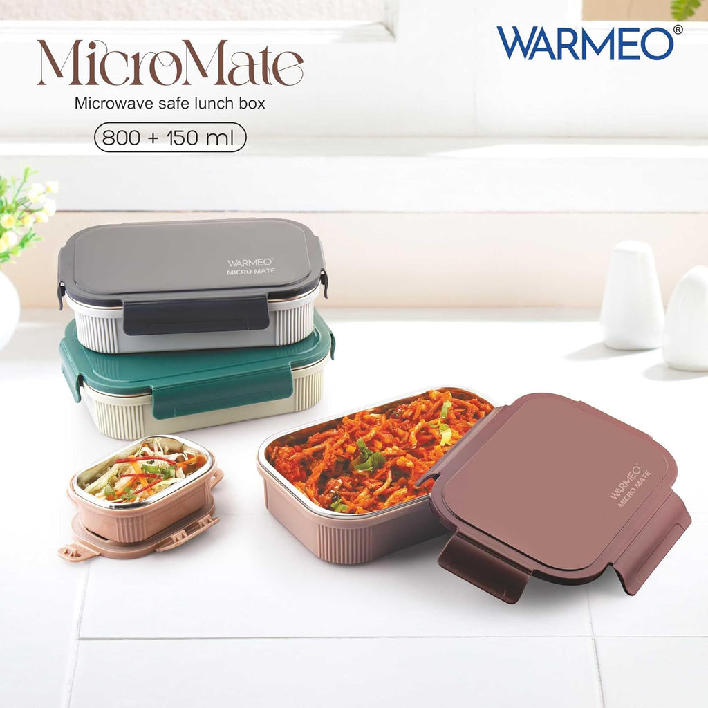 WARMEO MICROMATE Lunch Box (800ml+150 ml),Green