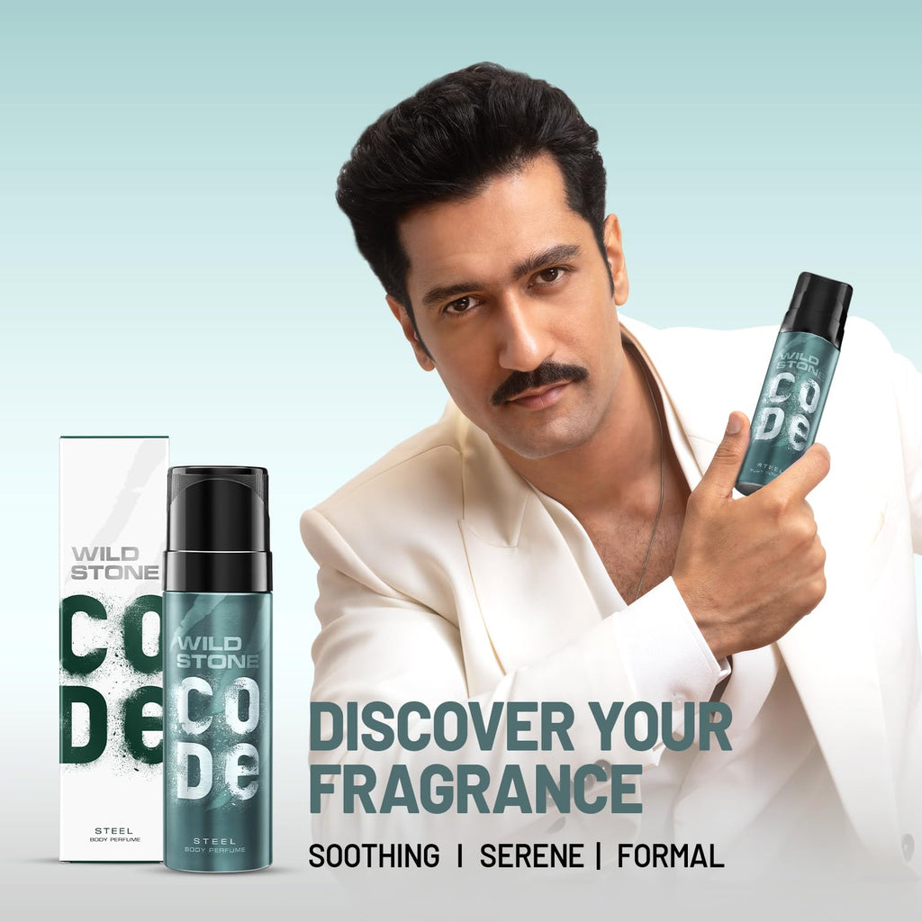 Wild Stone Code Steel Long Lasting No Gas Body Perfume For Men, 150Ml