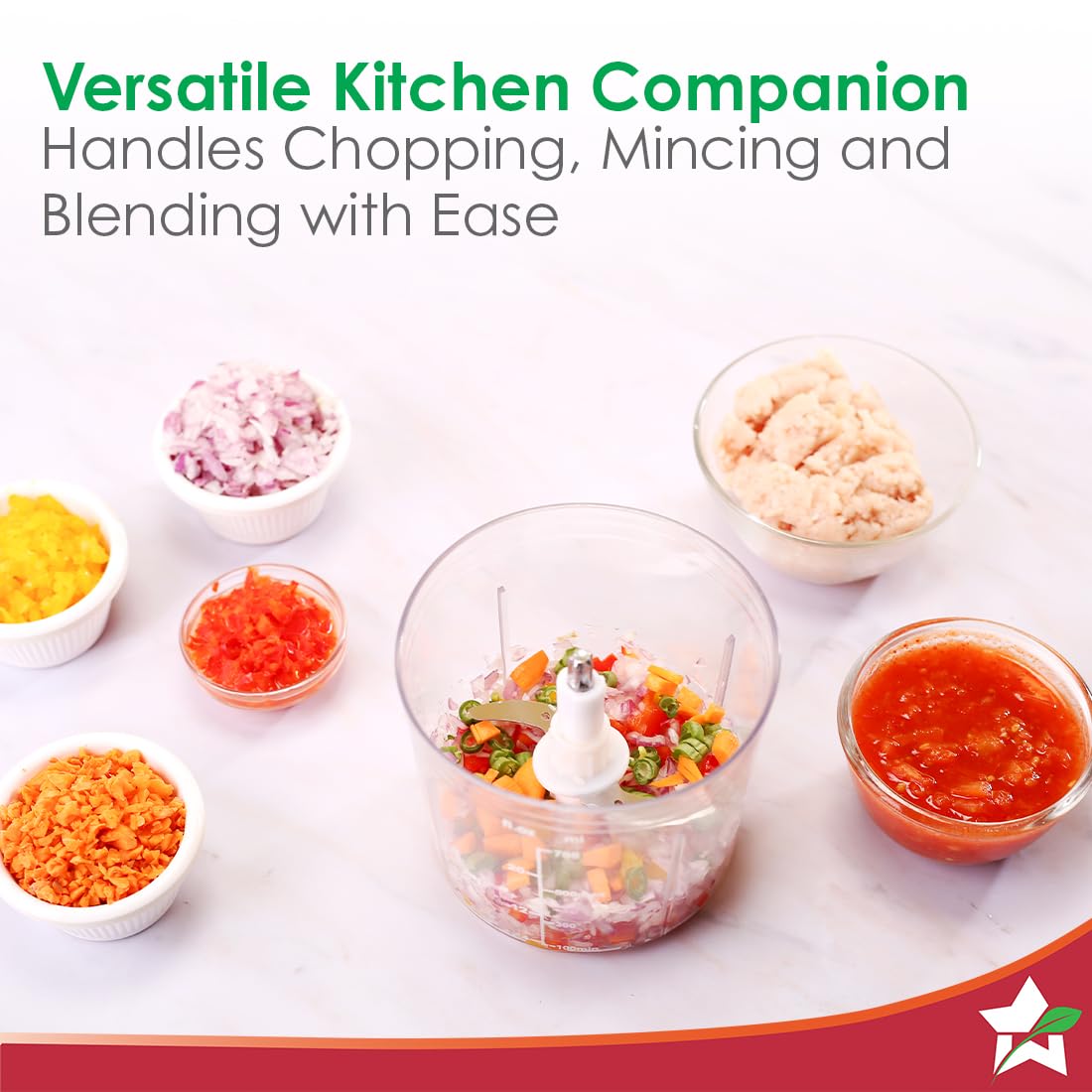Wonderchef Nutri-chop Pearl Electric Chopper | 4 Sharp Stainless Steel Blades | 700ml | 350W