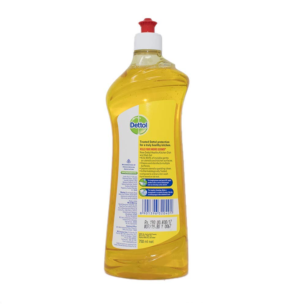 Dettol Kitchen Dish and Slab Gel Lemon Fresh - 750 ml (Pack of 2)