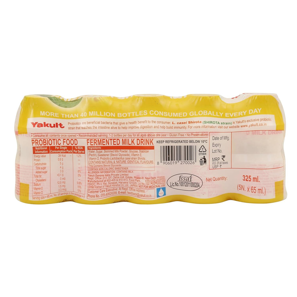 Yakult Light Mango Probiotic Fermented Milk Drink, 325ml
