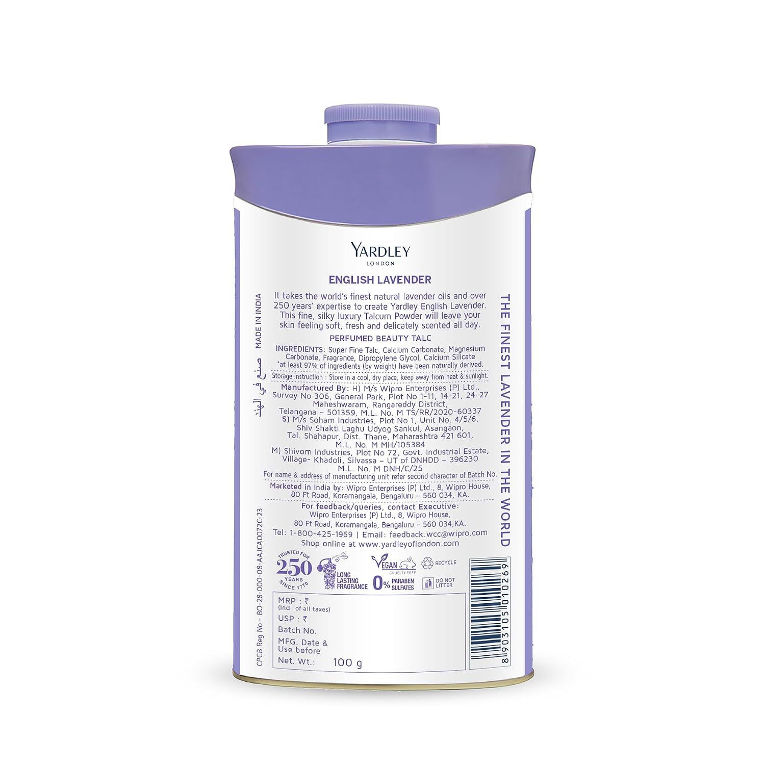 Yardley London English lavender Perfumed Talc 100g
