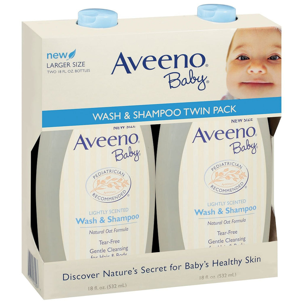 Aveeno Baby Wash and Shampoo, 18 Oz -Pack of 2