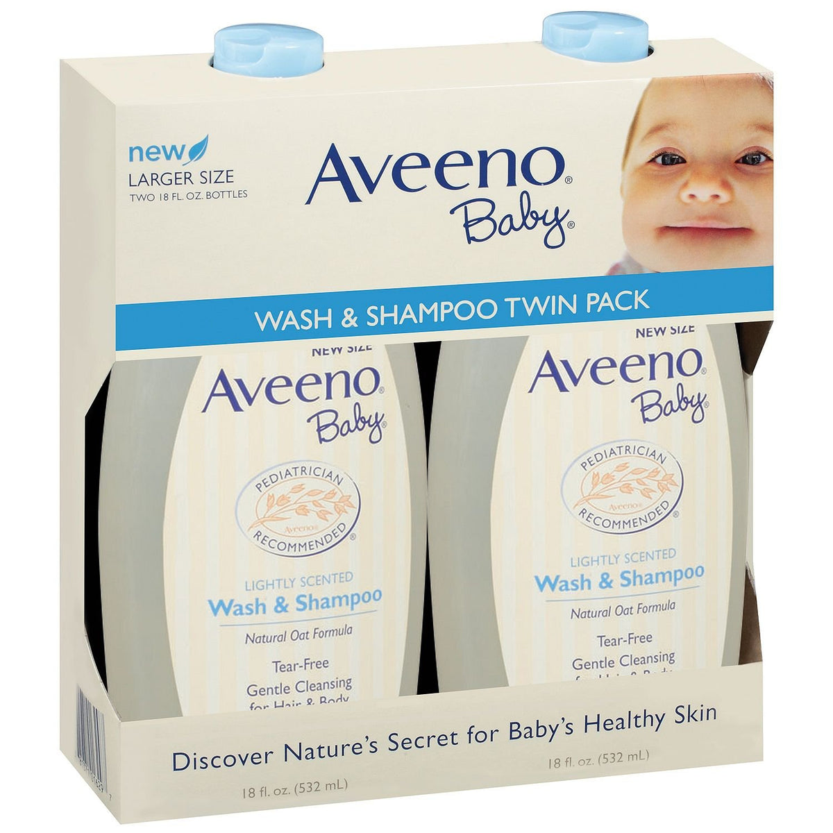 Aveeno Baby Wash and Shampoo, 18 Oz -Pack of 2