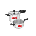 Prestige Svachh, 10783, 5 Ltr & 3 L, Aluminium Pressure Cooker Combo, With Deep Outer Lid For Spillage Control (Silver), 5 Liter