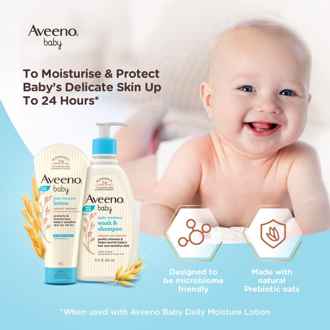 Aveeno Baby Daily Moisture Lotion Fragrance Free 8 Ounce (Pack of 2)