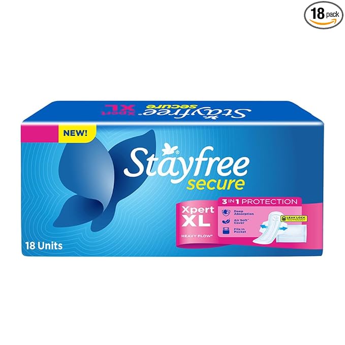 Stayfree Secure Xpert XL Sanitary Pads for Women | 290 mm | 18 Pads