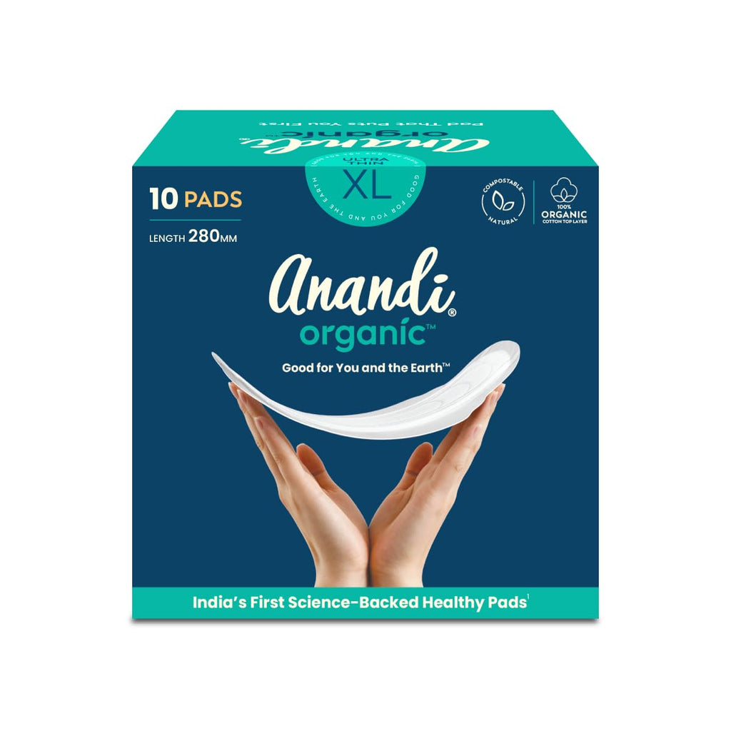 Anandi sanitary pads for women 10 XL Pads | Biodegradable Organic pads with Disposal pouch | Certified ~100% Compostable