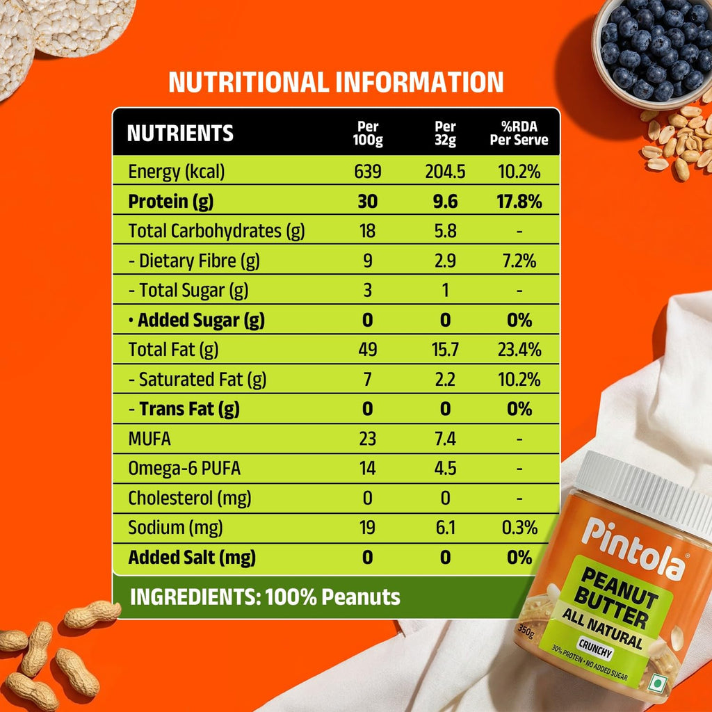 Pintola All Natural Peanut Butter Crunchy 350g