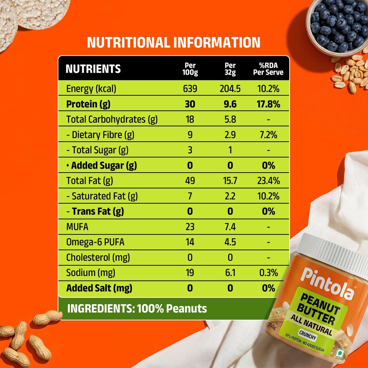 Pintola All Natural Peanut Butter Crunchy 350g