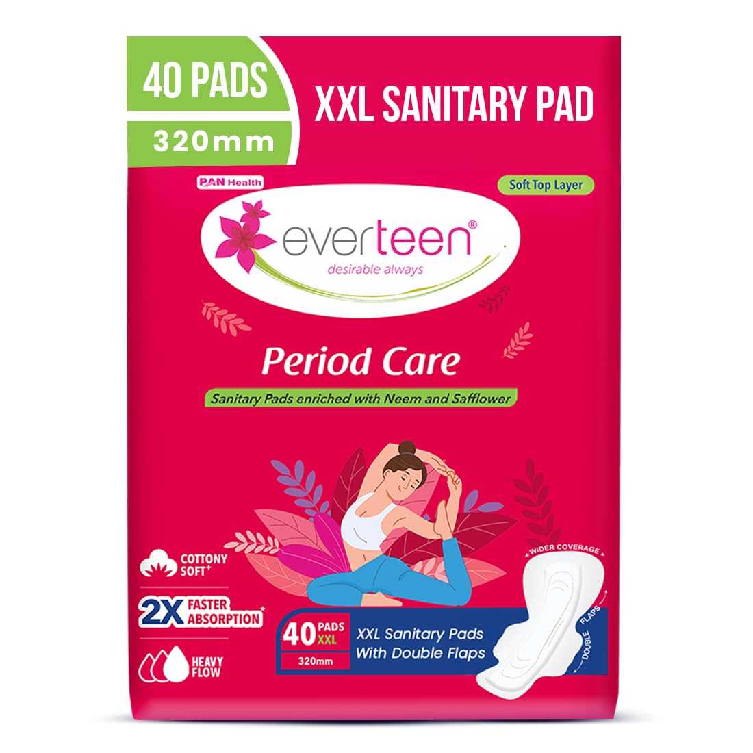 everteen XXL Sanitary Napkin Pads with Cottony-Soft Top Layer for Women