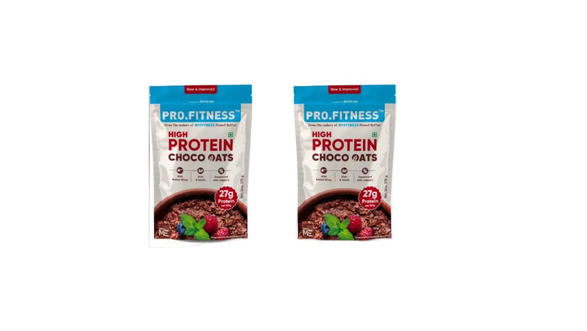 Pro.Fitness 27g High Protein Oats (By MyFitness) | Dark Chocolate Oats with Almonds, Pumpkin Seeds and Raisin | Chocolate Rolled Oats with Jaggery - No Refined Sugar | Breakfast Cereals (Pack of 2)