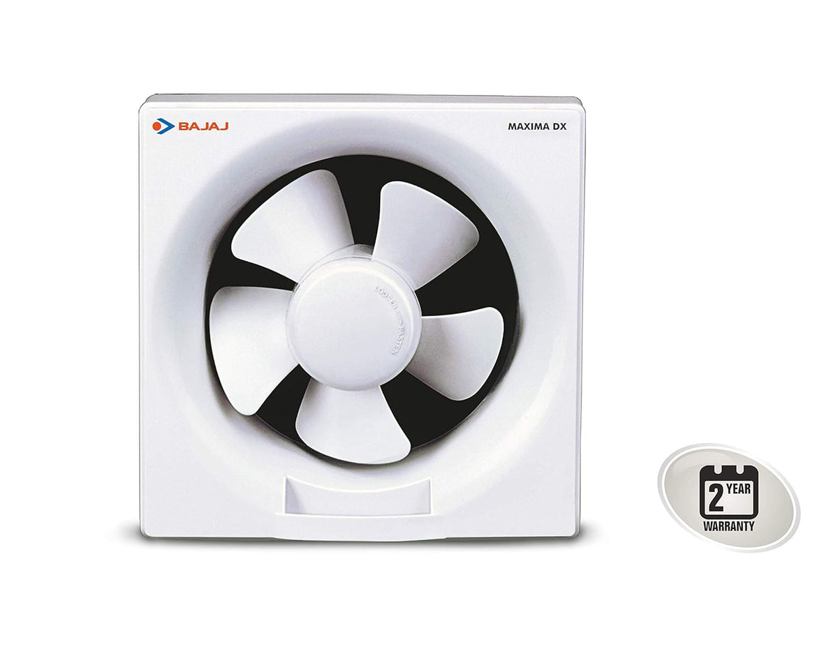 Bajaj Maxima DLX 150 MM Exhaust Fan For Kitchen & Bathroom| Strong Air Suction, RustProof Body & DustProtection BackShutters|Voltage Protection|100% Copper Motor| 2-Yr Warranty| Window Mounting| White
