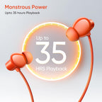 realme Buds Wireless 5 Lite in Ear Bluetooth Neckband with 12.4 mm Dynamic Bass Boost Driver,Upto 35 Hours Playback,45ms Low Latency,IP55 Dust & Water Resistant, Bluetooth V5.4 (Cyber Orange)