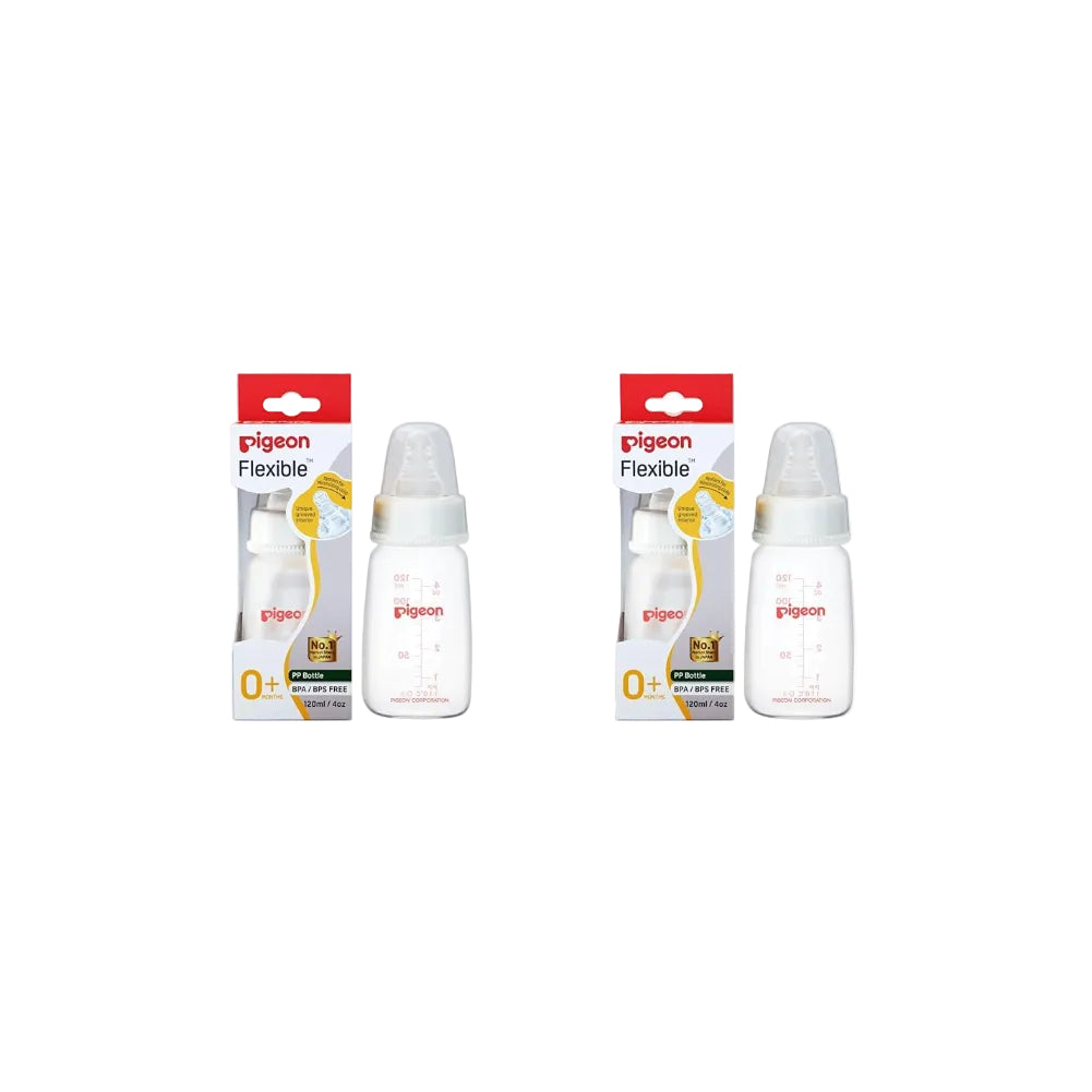 Pigeon Peristaltic Baby Nursing/Feeding Bottle RPP Nipple S,for 0+ Month Babies,BPA Free,BPS Free,White,120 ml (Pack of 2)