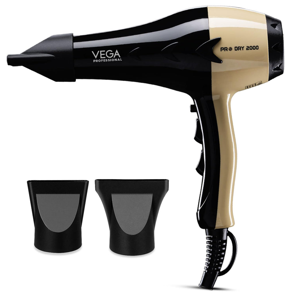 VEGA PROFESSIONAL Pro Dry 2000W Hair Dryer for Women & Men | Professional Blow Dryer with Cool Shot Button & Combination of 4 Heat & 2 Speed Settings, 16 Amp Plug | Salon Use & Home Use (VPVHD-04)