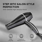 Ikonic Professional Pro 2100+ Hair Dryer 2000 Watts, Black, 3 Heat And 2 Speed Settings, Cool Shot, Low Noise Function Interchangeable Nozzles, Professional Styling, For Both Men And Women, Suitable For All Hair Types, 1 Yr Warranty Black