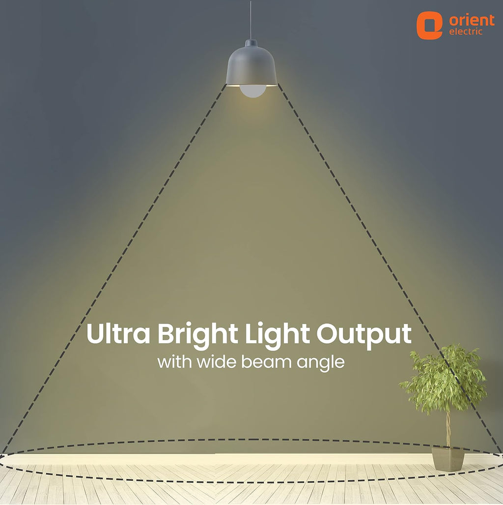Orient Electric Polycarbonate High Glo Led Lamp 9W, (Warm White, 3000K, B22 - Pack Of 4)