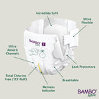 Bambo Nature Premium Baby Tape Diapers for New Born Baby XS Size (2-4 Kgs) - Super Absorbent, Breathable, Extra Soft, Dermatologically Tested, Hypoallergenic Nappies With A Wetness Indicator, 22 Count