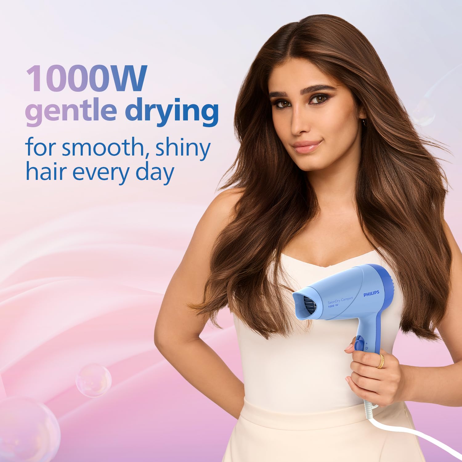 Philips India's No.1 Hair Styling Brand -Hair Dryer 1000W |Blow Dry for Men & Women | 2 Heat Settings| ThermoProtect tech |Travel-Friendly, Quick Dry, Frizz Control | For Indian Hair | HP8100/60 Blue