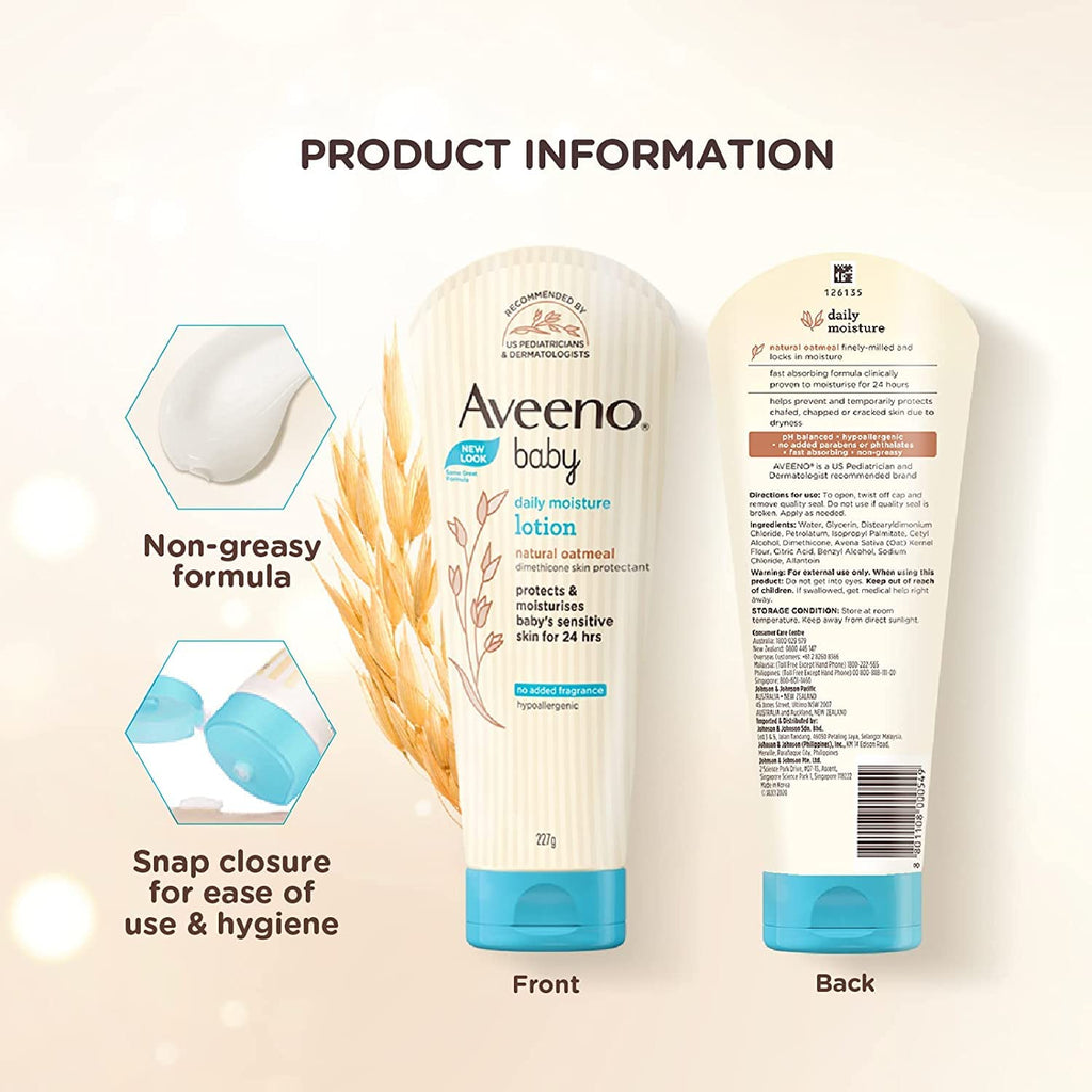 Aveeno Baby Daily Moisture Lotion Fragrance Free 8 Ounce (Pack of 2)