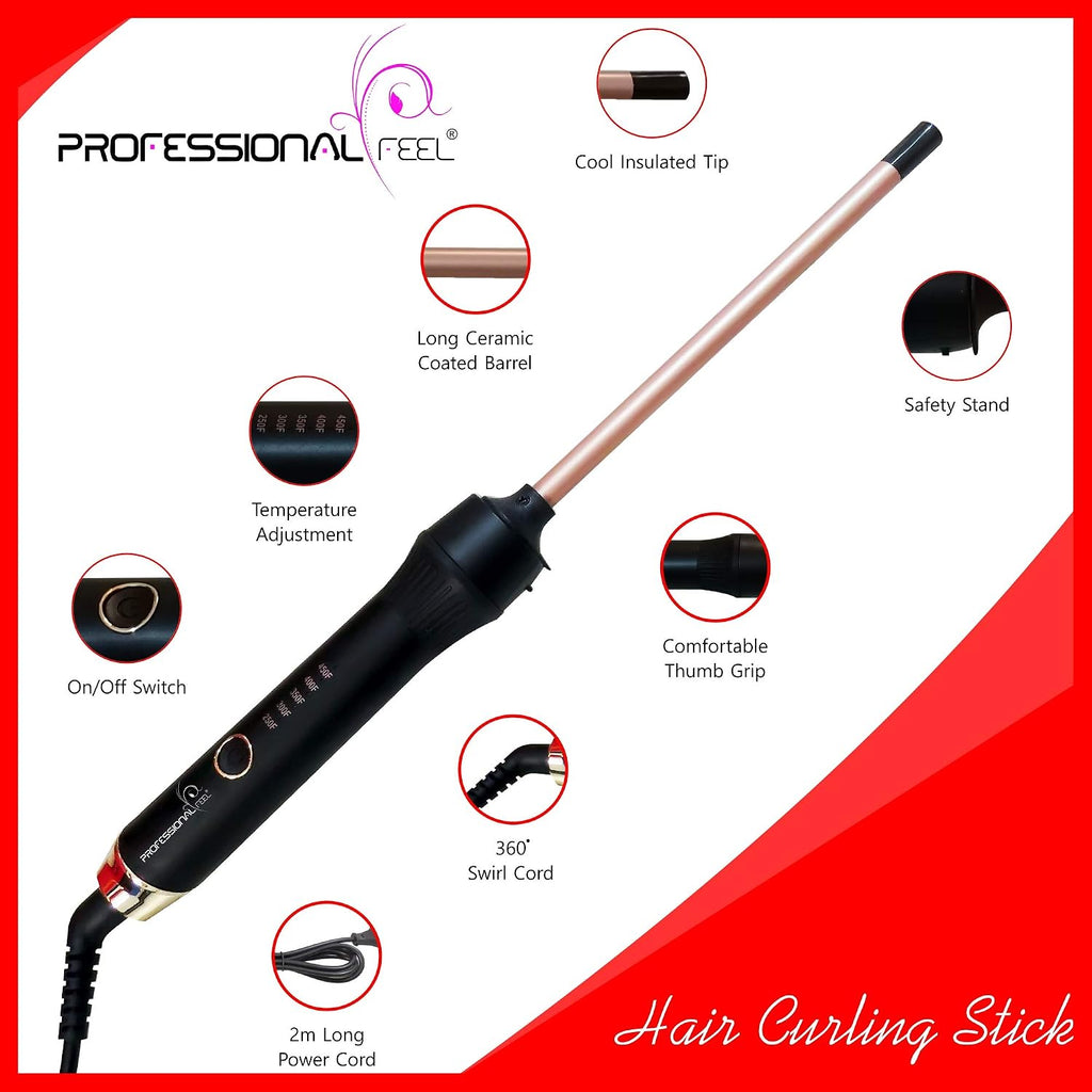 Professional Feel Hair Curler For Women- Electric Curling Wand [Curling The Hair Without Damage ] Electric Hair Curler (Barrel Diameter: 9 mm)