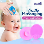 Littloo Baby Cradle Cap Brush & Scalp Massager Pink (Pack of 2) | Ultra-Soft Silicone Bristles | Safe from Birth | Gentle Scalp Care for Newborns & Toddlers | Easy to Clean