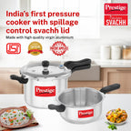 Prestige Svachh, 10783, 5 Ltr & 3 L, Aluminium Pressure Cooker Combo, With Deep Outer Lid For Spillage Control (Silver), 5 Liter